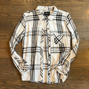 Rails black & white plaid button down